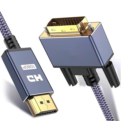 Reagle HDMI auf DVI Kabel - Bidirektional, Nylonummantelung, Vergoldete Stecker, Plug & Play, Full HD 60Hz Übertragung - Perfekt für Monitor, TV, Projektor und Konsole 3M von Reagle