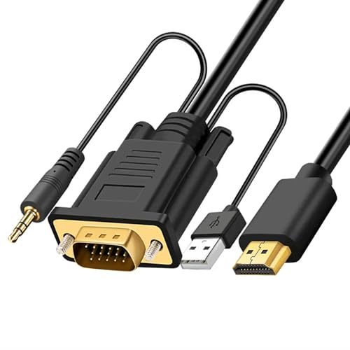 Reagle HDMI zu VGA Kabel mit Audio & USB Stromversorgung, Full HD 1080p@60Hz Adapter mit Minijack & Vergoldeten Anschlüssen - Einfache Plug & Play Verbindung 2M Reagle HDMI zu VGA Kabel mit Audio & USB Stromversorgung, Full HD 1080p@60Hz Adapter mit Minijack & Vergoldeten Anschlüssen - Einfache Plug & Play Verbindung 2M von Reagle