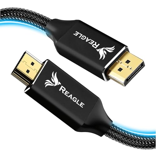 Reagle Kabel DisplayPort zu HDMI 1.8M, DP 4K@30Hz, HDR, 3D Surround Kabel, Video Mirroring Hochwertiges Nylon-Geflecht, vergoldete Stecker einseitige Übertragung - Perfekt für Gaming & Heimkino Reagle Kabel DisplayPort zu HDMI 1.8M, DP 4K@30Hz, HDR, 3D Surround Kabel, Video Mirroring Hochwertiges Nylon-Geflecht, vergoldete Stecker einseitige Übertragung - Perfekt für Gaming & Heimkino von Reagle