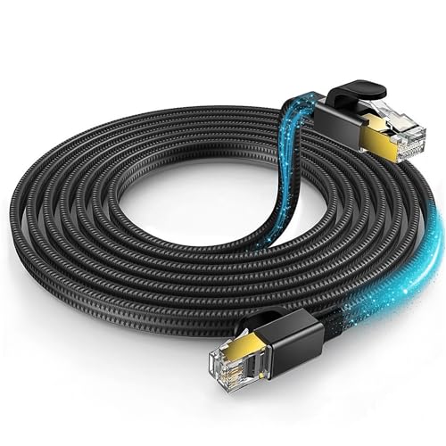 Reagle Netzwerkkabel LAN ETHERNET RJ45 Cat8 SFTP 40Gbps 2000Mhz Kabel Flaches Nylongeflecht Kabel hervorragender Leistung vergoldetem RJ45 Stecker (5m) von Reagle
