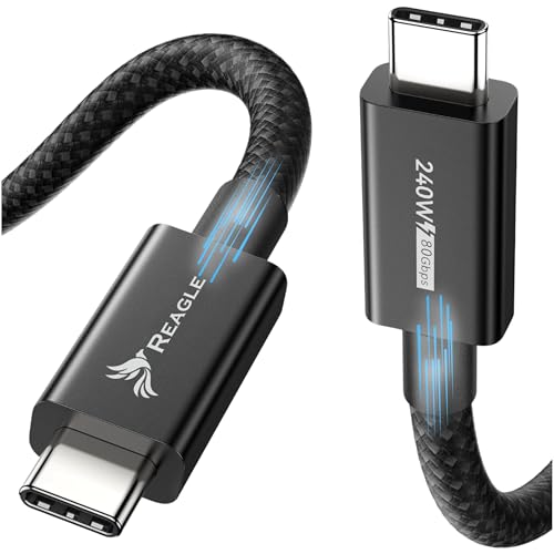 Reagle THUNDERBOLT 5 1.5M Schnellladekabel USB-C PD 240W 16K/60Hz, 4K/240Hz/120Hz,80 Gbps,Nylon Geflochten, USB4 Kabel, Kompatibel mit Macbook Pro 14 16 Reagle THUNDERBOLT 5 1.5M Schnellladekabel USB-C PD 240W 16K/60Hz, 4K/240Hz/120Hz,80 Gbps,Nylon Geflochten, USB4 Kabel, Kompatibel mit Macbook Pro 14 16 von Reagle