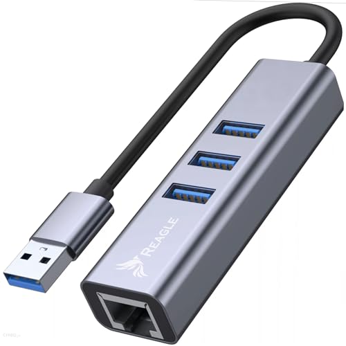 Reagle USB-A 3.1 Hub mit Gigabit LAN RJ-45 – 4-in-1 USB 3.2 Gen 1 Adapter für 5Gb/s Datentransfer, Plug & Play, Aluminium Gehäuse, Kompatibel mit Maus, Tastatur, Ethernet Reagle USB-A 3.1 Hub mit Gigabit LAN RJ-45 – 4-in-1 USB 3.2 Gen 1 Adapter für 5Gb/s Datentransfer, Plug & Play, Aluminium Gehäuse, Kompatibel mit Maus, Tastatur, Ethernet von Reagle