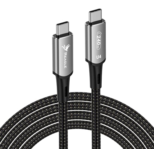 Reagle USB-C 4.0 Kabel - 8K@60Hz Video, 240W Power Delivery, 40Gbps Datenübertragung, Nylonummantelung, Thunderbolt 3 Kompatibel, für MacBook, iPad, iPhone, Galaxy, Pixel, 2m von Reagle