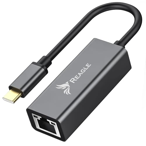 Reagle USB-C auf RJ45 Adapter Gigabit Ethernet Netzwerkadapter 1000Mbps USB 3.2 Gen 1 LAN Dongle mit LED-Anzeige & Aluminiumgehäuse Plug & Play für Laptop Tablet von Reagle