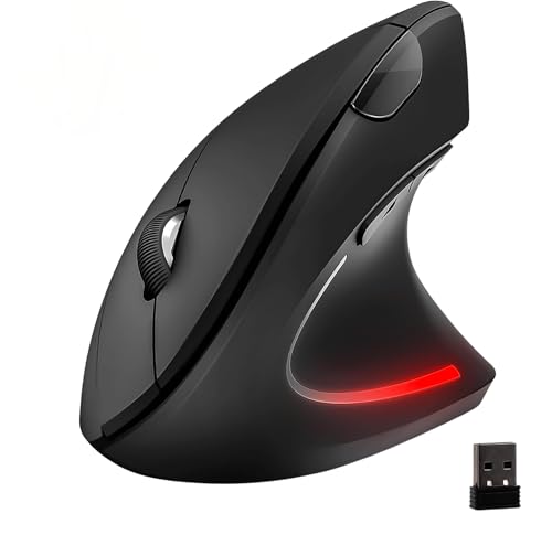 Reagle Vertikale Ergonomische Funkmaus Kabellose 6-Tasten Maus Wiederaufladbar 2,4 GHz USB-A/C, 800/1200/1600 DPI Lautlos für Rechtshänder Windows & Mac kompatibel von Reagle