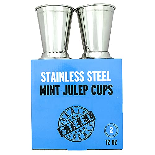 Mint Julep Cups: Edelstahl Kentucky Derby Gläser, Set von 2 oder 4 Stück, Metall 340 ml, Derby Party Supplies von Real Deal Steel