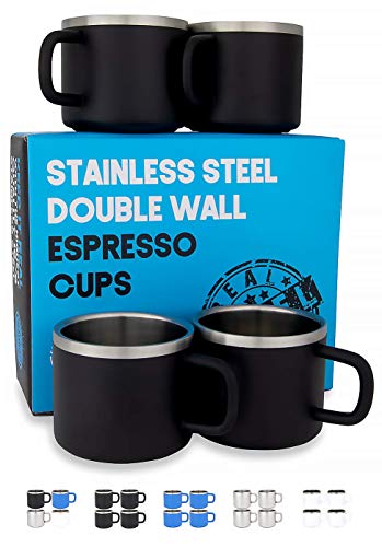 Real Deal Steel "Little Sipper Isolierte Espressotassen, 85 ml, Premium-Doppelwand-Set, 4 Stück von Real Deal Steel