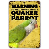 Warnung Vor Quäkerpapagei Schild | Grünes Quäker-Papagei Warnschild Sign von RealCoolStickers
