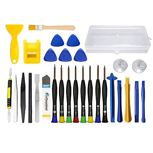 30 Teiliger Mini Magnetische Schraubendreher Set, 8 Torx, 16 verschiedene Brechstange, 1 Magnetisiergerät, Kommt mit 5 Geschenk-Accessoires, Für Phone,Tablets,Uhren,PS4,PC,Brillen von RealPlus