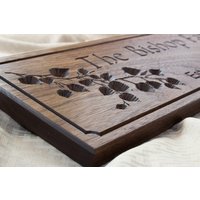Geschnitztes Espenblatt-Walnuss-Schild Benutzerdefinierter Familienname, Gründungsdatum von RealWoodSigns