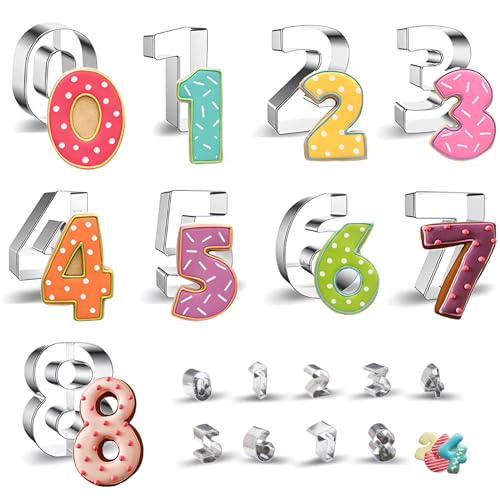 Realand Ausstechformen mit Zahlen, 8 cm groß + 2,5 cm kleine Ausstechformen, verschiedene Sets für Feiertage, Geburtstag, Edelstahl, 0–8, niedliches Ausstechformen-Set für Küche, Backen, 2 Stück Realand Ausstechformen mit Zahlen, 8 cm groß + 2,5 cm kleine Ausstechformen, verschiedene Sets für Feiertage, Geburtstag, Edelstahl, 0–8, niedliches Ausstechformen-Set für Küche, Backen, 2 Stück von Realand