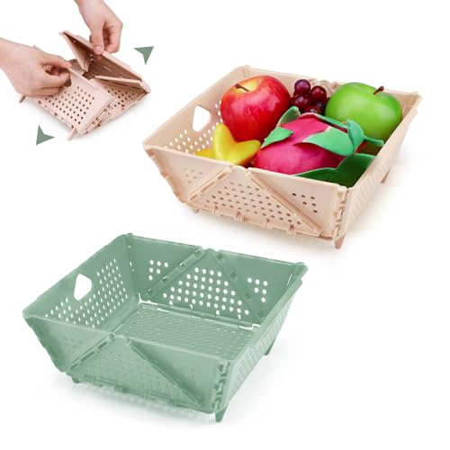 Realand Faltbarer kleiner Korb zum Organisieren, zusammenklappbares Sieb für Küchensiebe und Siebe, Küchenabflusskorb, zusammenklappbares Sieb, Grün und Beige, 2 Stück Realand Faltbarer kleiner Korb zum Organisieren, zusammenklappbares Sieb für Küchensiebe und Siebe, Küchenabflusskorb, zusammenklappbares Sieb, Grün und Beige, 2 Stück von Realand