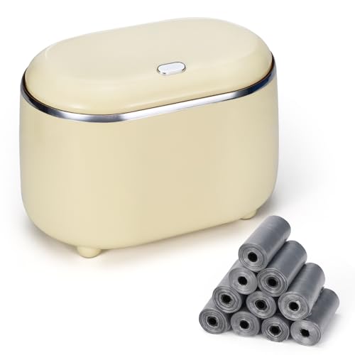 Realand Mini Mülleimer für Schreibtisch mit 200 Mülltüten, Luxus Countertop kleine Mülleimer mit Deckel, Tiny Desktop Mülleimer für Badezimmer Eitelkeit, Couchtisch Top, Nachttisch Abfallkorb von Realand
