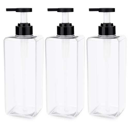 Realand Shampoo- und Conditioner-Spender-Set, 750 ml, nachfüllbar, Shampoo-Pumpflaschen, Duschseifenspender, leerer Körperwaschspender für Badezimmer, Flüssigseife, transparent, 3 Stück von Realand