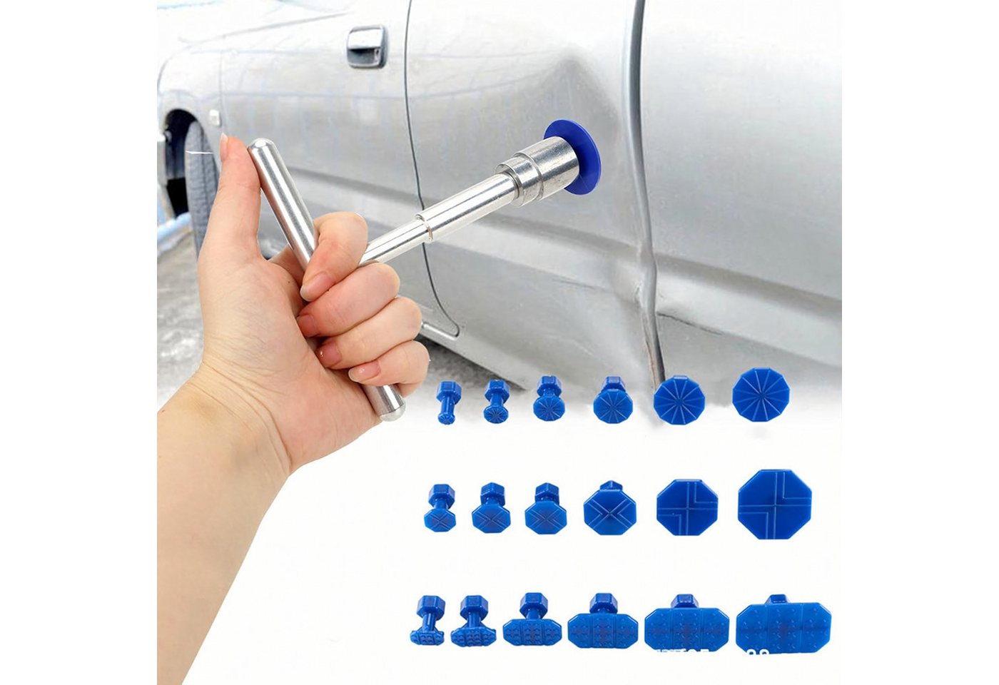 Realb2b Reparatur-Set Karosserie Dellen Entferner Set Gleithammer 18 Adapter DIY Werkzeug, DIY Karosserie Reparatur Werkzeugset, 19-St., Komplettset zur Dellenentfernung mit Gleithammer und Pilzen, Dellenentfernung ohne Lackschaden mit Gleithammer 18 Pilzen Realb2b Reparatur-Set Karosserie Dellen Entferner Set Gleithammer 18 Adapter DIY Werkzeug, DIY Karosserie Reparatur Werkzeugset, 19-St., Komplettset zur Dellenentfernung mit Gleithammer und Pilzen, Dellenentfernung ohne Lackschaden mit Gleithammer 18 Pilzen von Realb2b
