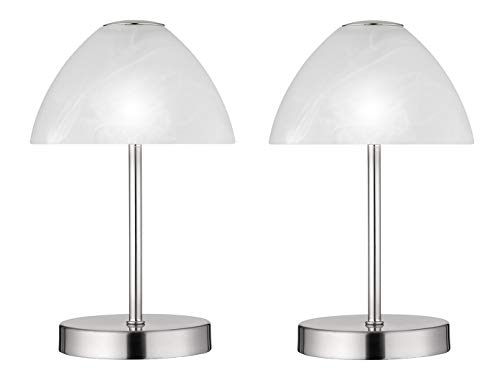 2er Set klassische LED Tischleuchte Silber touch dimmbar Höhe 24cm von meineWunschleuchte