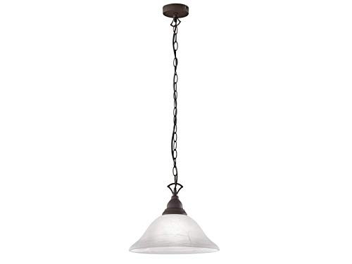 Landhaus Pendelleuchte 1-flammig mit Glasschirm Weiß Ø 33,5cm von meineWunschleuchte
