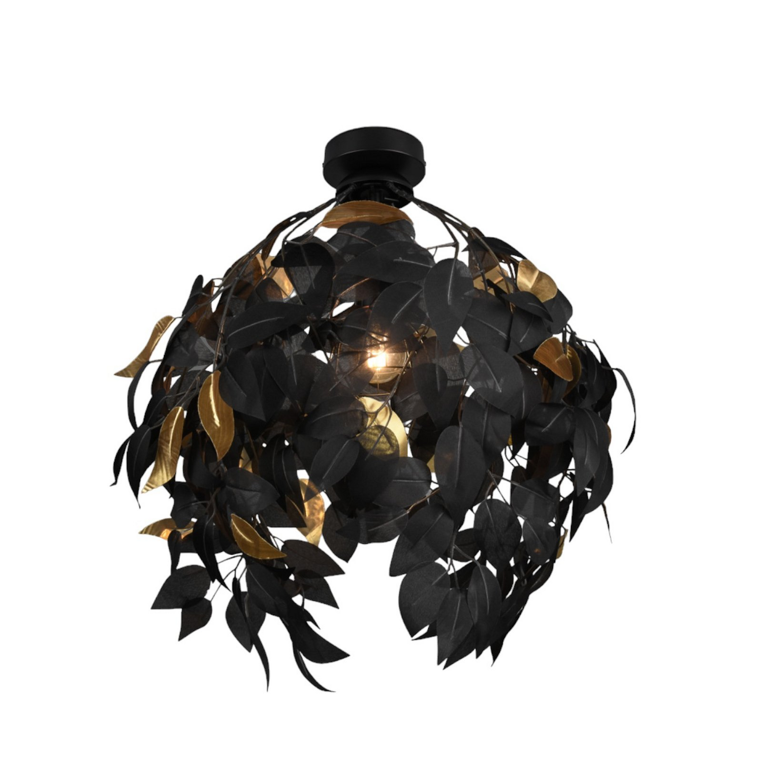 B-Ware Reality Leuchten Deckenlampe Deckenleuchte Leavy Schwarz Gold Kunststoff 38 Cm von Reality Leuchten
