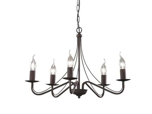 Reality Leuchten Kronleuchter Country R1198-24, Metall rostfarbig, exk. 5x E14, 15,5 x 15,5 x 172 cm von RL LIVE YOUR LIGHT
