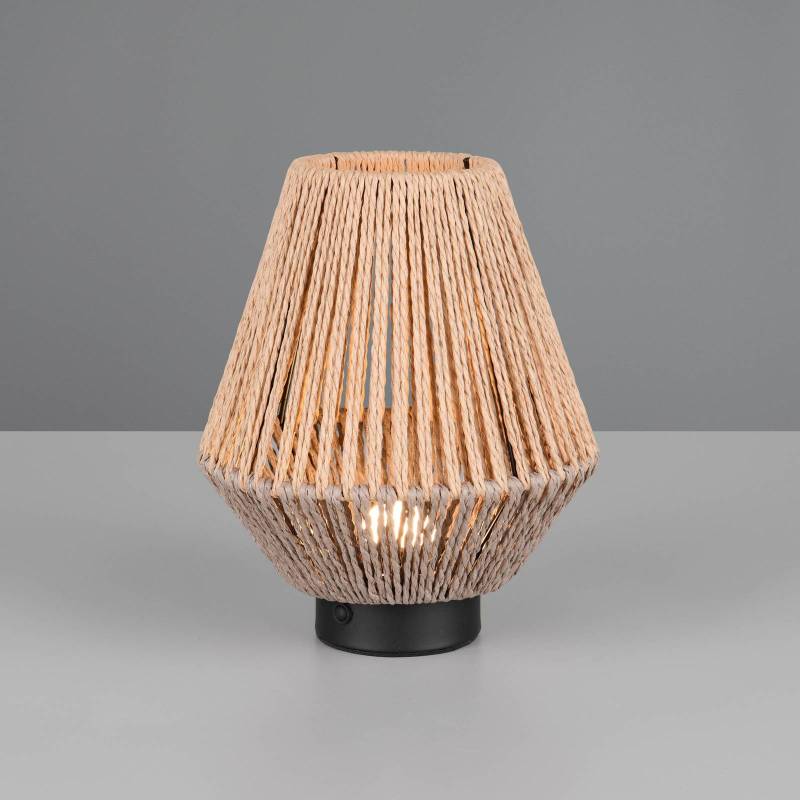 LED-Akku-Tischleuchte Lira, braun, Papiergarn, Höhe 22 cm von Reality Leuchten