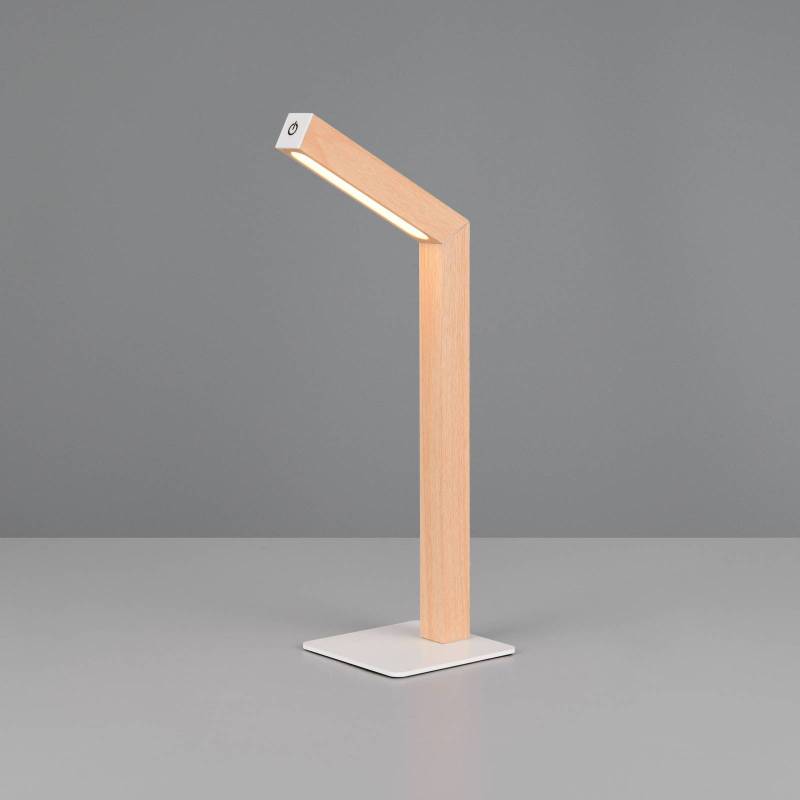 LED-Akku-Tischleuchte Skip, MDF, holzfarben, Höhe 37,5 cm von Reality Leuchten