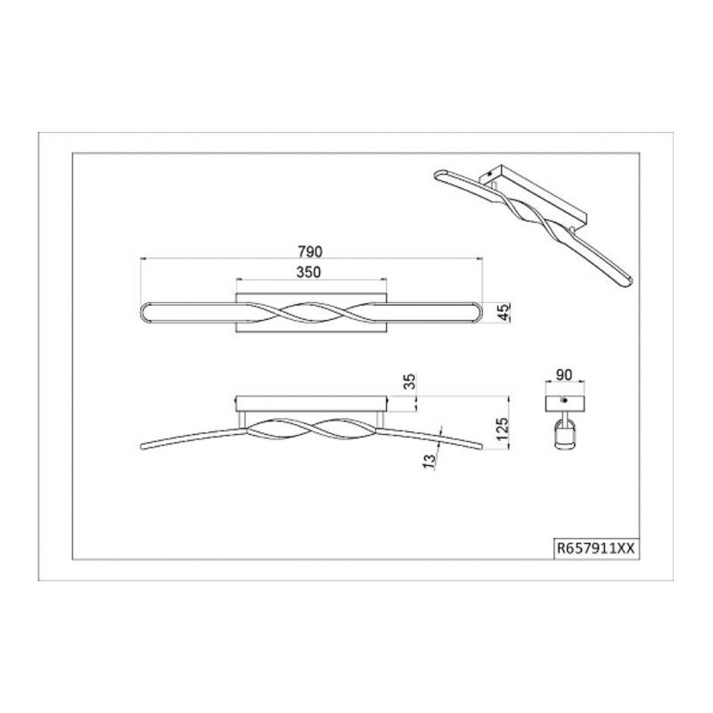 LED-Deckenleuchte Ginko, weiß matt, Metall, Länge 79 cm von Reality Leuchten