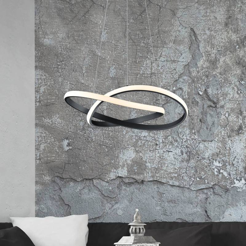 LED-Hängelampe Course, schwarz, 3.000 K, Ø 60 cm, Metall von Reality Leuchten