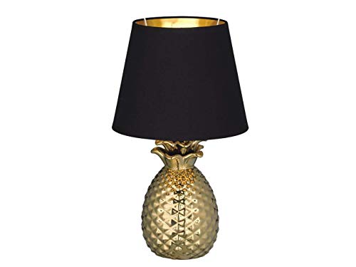 meineWunschleuchte Tischleuchte 35cm Ananas Keramiksockel Gold, Stoffschirm Schwarz meineWunschleuchte Tischleuchte 35cm Ananas Keramiksockel Gold, Stoffschirm Schwarz von meineWunschleuchte