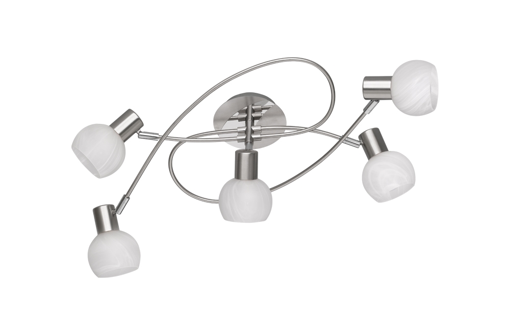 Reality Deckenleuchte ANTIBES 5-flammig in Farbe Nickel matt, Glas alabasterfarbig Reality Deckenleuchte ANTIBES 5-flammig in Farbe Nickel matt, Glas alabasterfarbig von Reality Leuchten