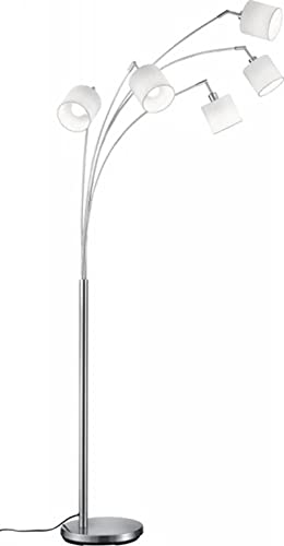 Reality Leuchten Bogenleuchte Tommy R46330501, Metall, Nickel Matt, Stoffschirme Weiß von RL LIVE YOUR LIGHT