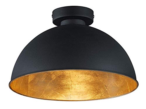 Reality Leuchten Deckenleuchte Jimmy, 1 x E27 ohne Leuchtmittel, Durchmesser 31 cm, Außen schwarz, Innen goldfarbig, R60121002 von RL LIVE YOUR LIGHT