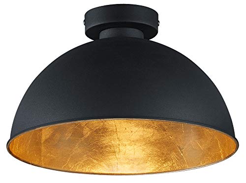 Reality Leuchten Deckenleuchte Jimmy, 1 x E27 ohne Leuchtmittel, Durchmesser 31 cm, Außen schwarz, Innen goldfarbig, R60121002 von RL LIVE YOUR LIGHT