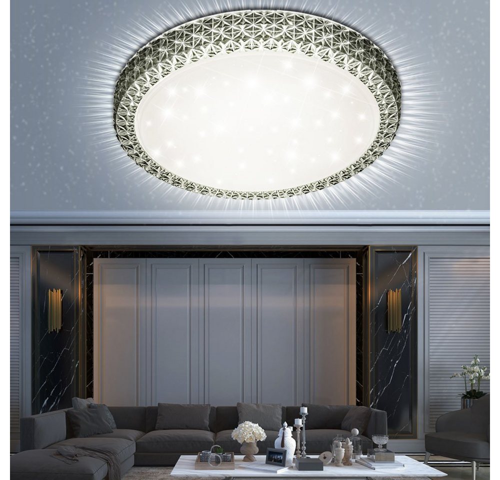 Reality Leuchten LED Deckenleuchte, LED-Leuchtmittel fest verbaut, Warmweiß, LED 24 Watt Decken Lampe Schlafzimmer Kristall Sternen Effekt Leuchte Reality Leuchten LED Deckenleuchte, LED-Leuchtmittel fest verbaut, Warmweiß, LED 24 Watt Decken Lampe Schlafzimmer Kristall Sternen Effekt Leuchte von Reality Leuchten