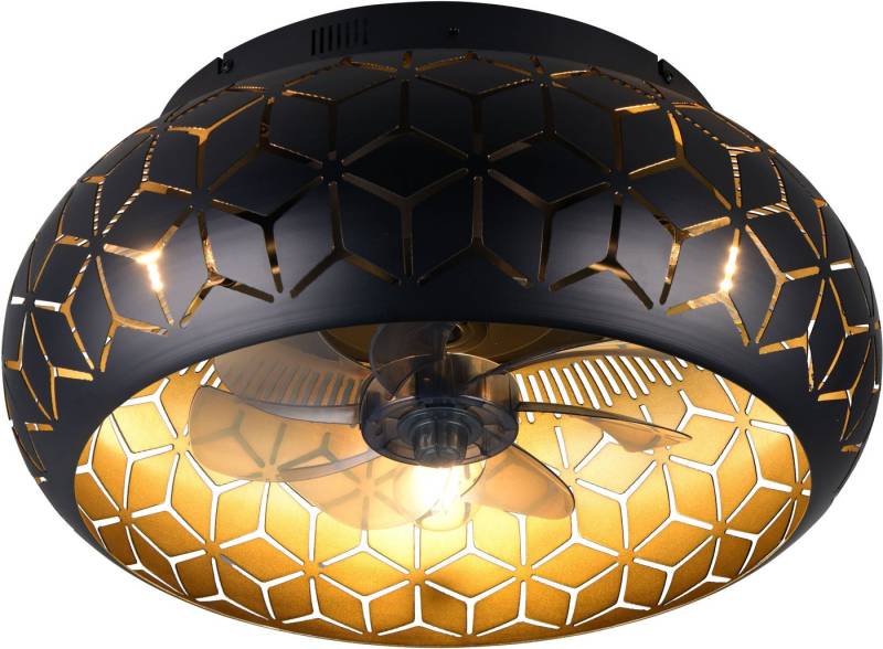 Reality Leuchten Deckenleuchte BIDAR mit Ventilator, Deckenventilator mit Licht inkl Fernbedienung, Ventilatorfunktion, Leuchtmittel wechselbar, warmweiß - kaltweiß, 3 Geschwindigkeiten Timer Vor- & Rücklauf, exkl 3x E27 max 15W, Ø 50cm von Reality Leuchten