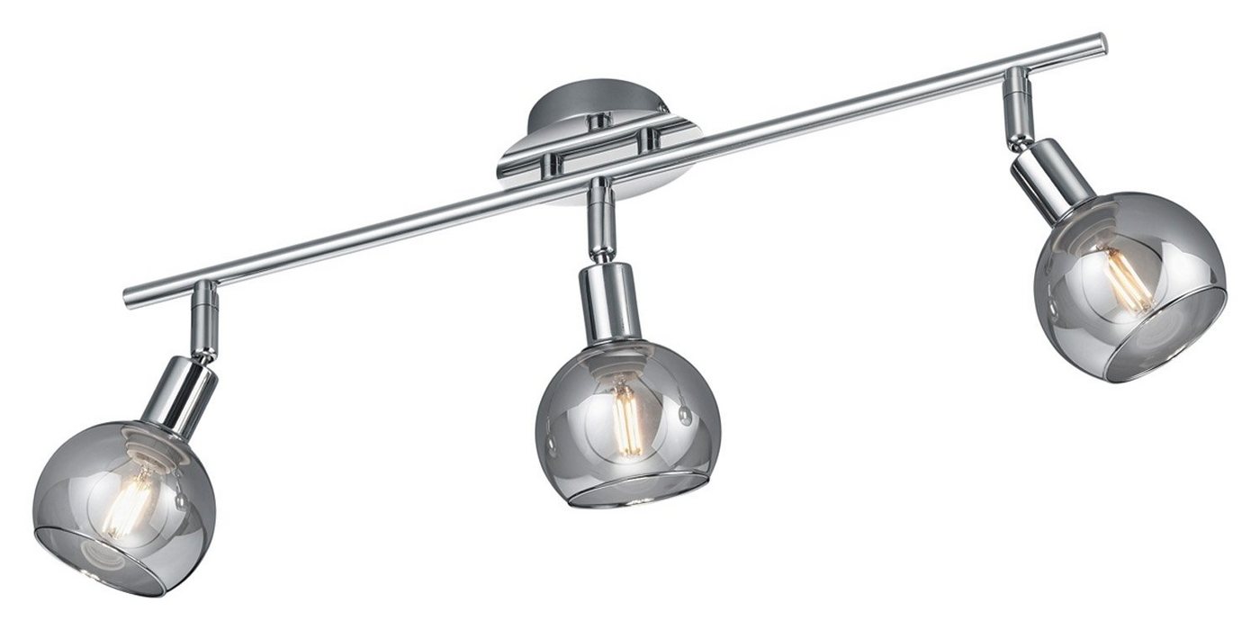 Reality Leuchten Deckenstrahler BREST, Metall, Glas, Breite 58 cm, 3-flammig, ohne Leuchtmittel, Chromfarben, Rauchfarben Reality Leuchten Deckenstrahler BREST, Metall, Glas, Breite 58 cm, 3-flammig, ohne Leuchtmittel, Chromfarben, Rauchfarben von Reality Leuchten