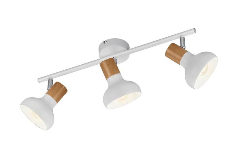 Reality Leuchten Deckenstrahler LATIKA, 3-flammig, Braun, Weiß matt, Metall, ohne Leuchtmittel, Verstellbar, B 47 x H 18 x T 13 cm von Reality Leuchten