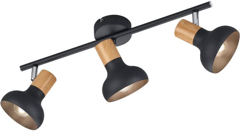 Reality Leuchten Deckenstrahler LATIKA, Strahler 3-flammig, exkl 3x E14 max 10W, Deckenspot Wandspot, Leuchtmittel wechselbar, warmweiß - kaltweiß, schwenkbarer Strahler, Metall und Holzoptik Lackierung, Spot Licht von Reality Leuchten