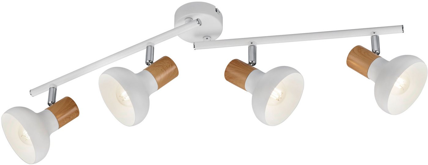Reality Leuchten Deckenstrahler LATIKA, Strahler 4-flammig, exkl 4x E14 max 10W Deckenspot schwenkbar, Leuchtmittel wechselbar, warmweiß - kaltweiß, 2 schwenkbare Arme, Metall und Holzoptik Lackierung, Spot Licht von Reality Leuchten