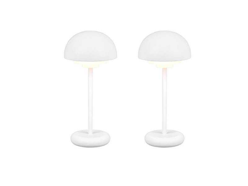Reality Leuchten LED Außen-Tischleuchte, Dimmfunktion, LED fest integriert, Warmweiß, 2er SET Outdoor ohne Kabel mit batterie-betrieben USB aufladbar H 30cm von Reality Leuchten