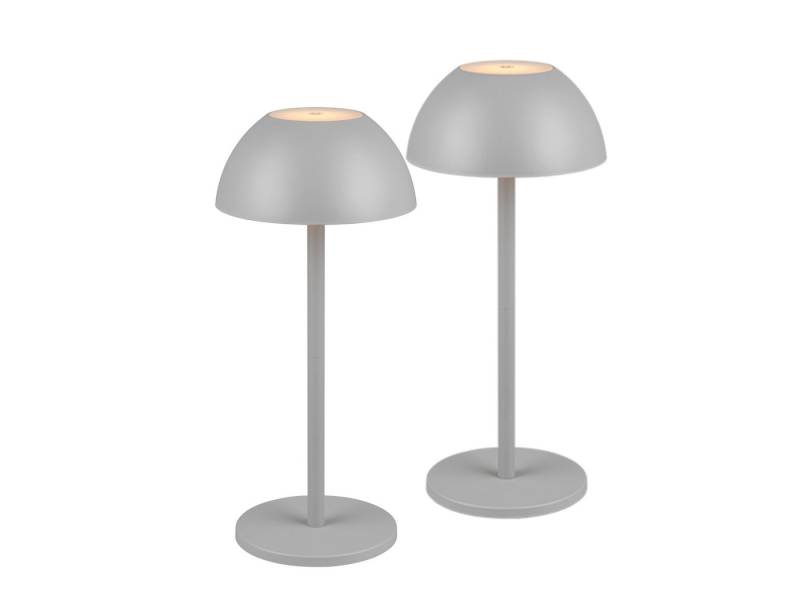 Reality Leuchten LED Außen-Tischleuchte, Dimmfunktion, LED fest integriert, Warmweiß, Pilz-Lampen kabellos-e aufladbar-e Akku Outdoor ohne Strom-Kabel Grau von Reality Leuchten