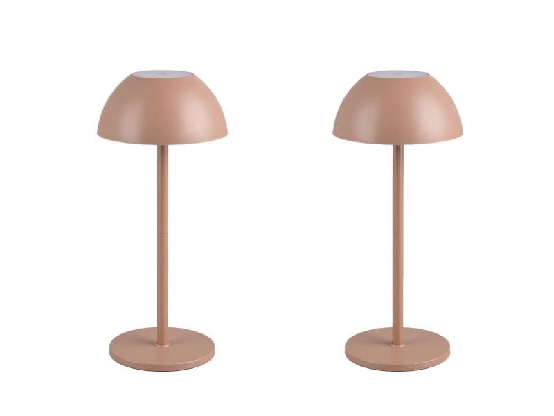 Reality Leuchten LED Außen-Tischleuchte, dimmbar, LED fest integriert, Warmweiß, 2er SET kabellos-e Akku Pilz-Lampen Outdoor, Coffee-Braun, 30cm klein von Reality Leuchten