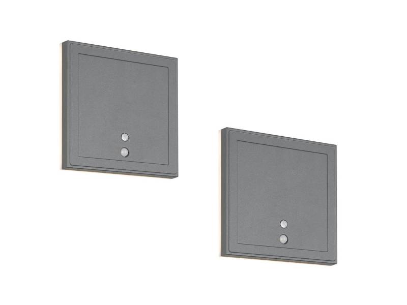 Reality Leuchten LED Außen-Wandleuchte, Bewegungsmelder, LED fest integriert, warmweiß, 2er SET kabellose Wand Außenleuchten Akku per USB aufladbar IP54 von Reality Leuchten