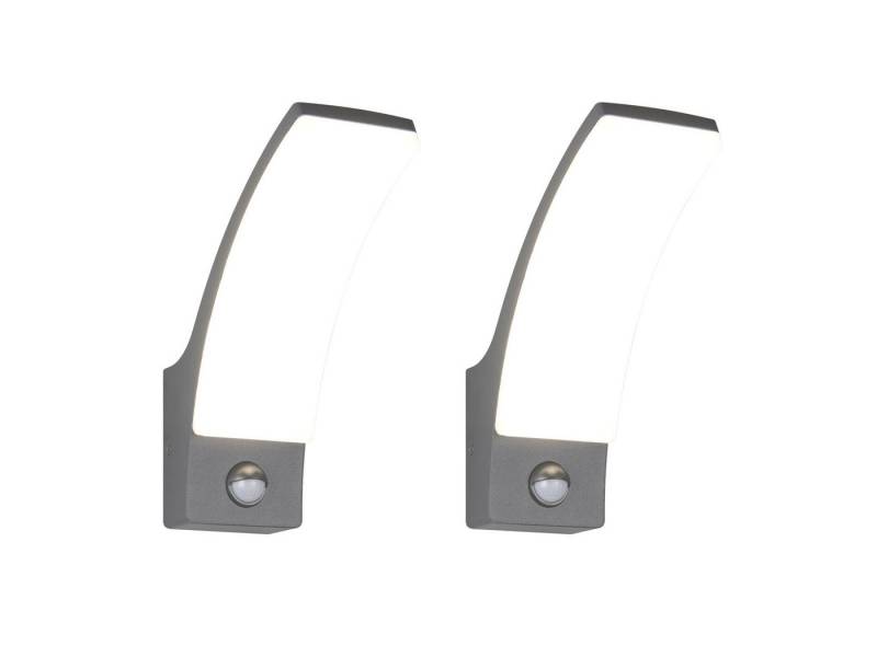 Reality Leuchten LED Außen-Wandleuchte, mit Bewegungsmelder, LED fest integriert, neutralweiß, 2er Set Carport Beleuchtung aus Aluminium in Anthrazit, Höhe 22,5cm von Reality Leuchten