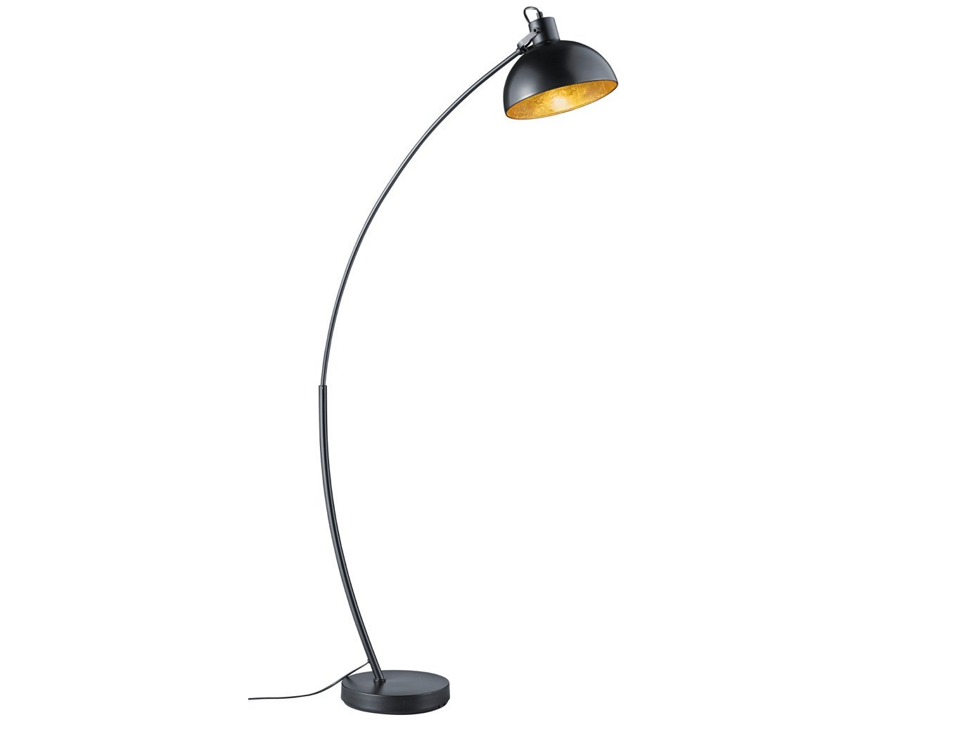 Reality Leuchten LED Bogenlampe, LED wechselbar, Warmweiß, Designklassiker Bogen-Stehlampe ge-bogen Esstisch Schwarz Gold H 155cm von Reality Leuchten
