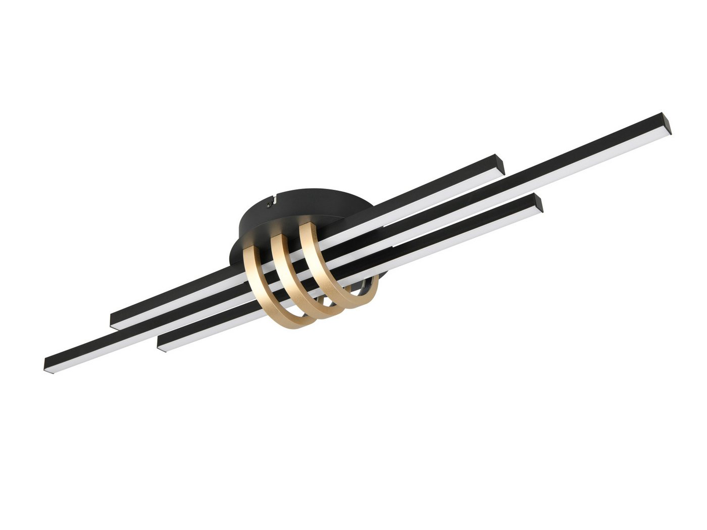 Reality Leuchten LED Deckenleuchte, Dimmfunktion, LED fest integriert, Warmweiß, Wandleuchte innen dimmbar über Schalter Flach Schwarz Gold Breite 81cm von Reality Leuchten