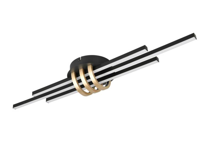 Reality Leuchten LED Deckenleuchte, Dimmfunktion, LED fest integriert, Warmweiß, Wandleuchte innen dimmbar über Schalter Flach Schwarz Gold Breite 81cm von Reality Leuchten