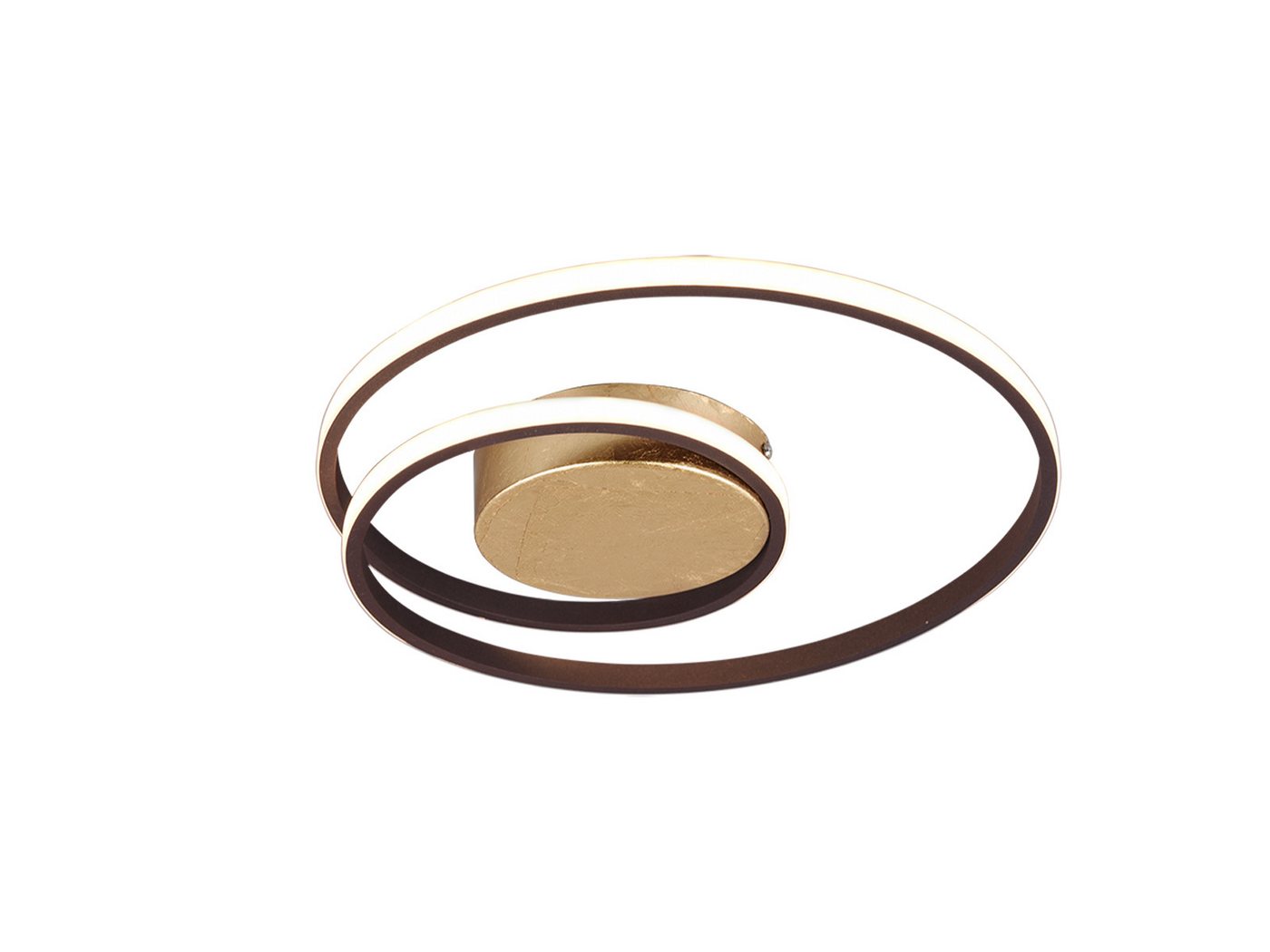 Reality Leuchten LED Deckenleuchte, Dimmfunktion, LED fest integriert, stufenweise dimmbar über Schalter, Warmweiß, Coole flache Spiralen-Leuchte aus Metall, Wandlampe innen, Rost Ø 39cm von Reality Leuchten