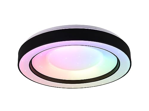 Reality Leuchten LED Deckenleuchte Arco R65091032, Kunststoff Schwarz matt, inkl. 22 Watt Rainbow LED, Fernbedienung, Dimmer, Farbwechsel, Nachtlicht von RL LIVE YOUR LIGHT
