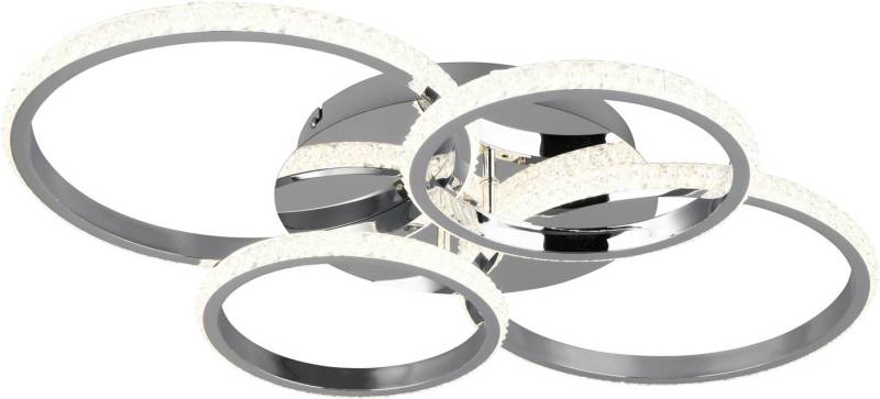 Reality Leuchten LED Deckenleuchte CIRES, LED Deckenlampe mit 4 schwenkbaren LED-Ringen, kaltweiß 4000K, Dimmfunktion, LED fest integriert, Kaltweiß, 3400 Lumen 27W, in 3 Stufen dimmbar mit Acryl Kristallen verzierte LED von Reality Leuchten