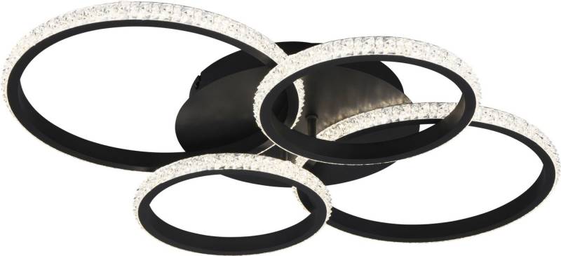 Reality Leuchten LED Deckenleuchte CIRES, LED Deckenlampe mit 4 schwenkbaren LED-Ringen, kaltweiß 4000K, Dimmfunktion, LED fest integriert, Kaltweiß, 3400 Lumen 27W, in 3 Stufen dimmbar mit Acryl Kristallen verzierte LED von Reality Leuchten